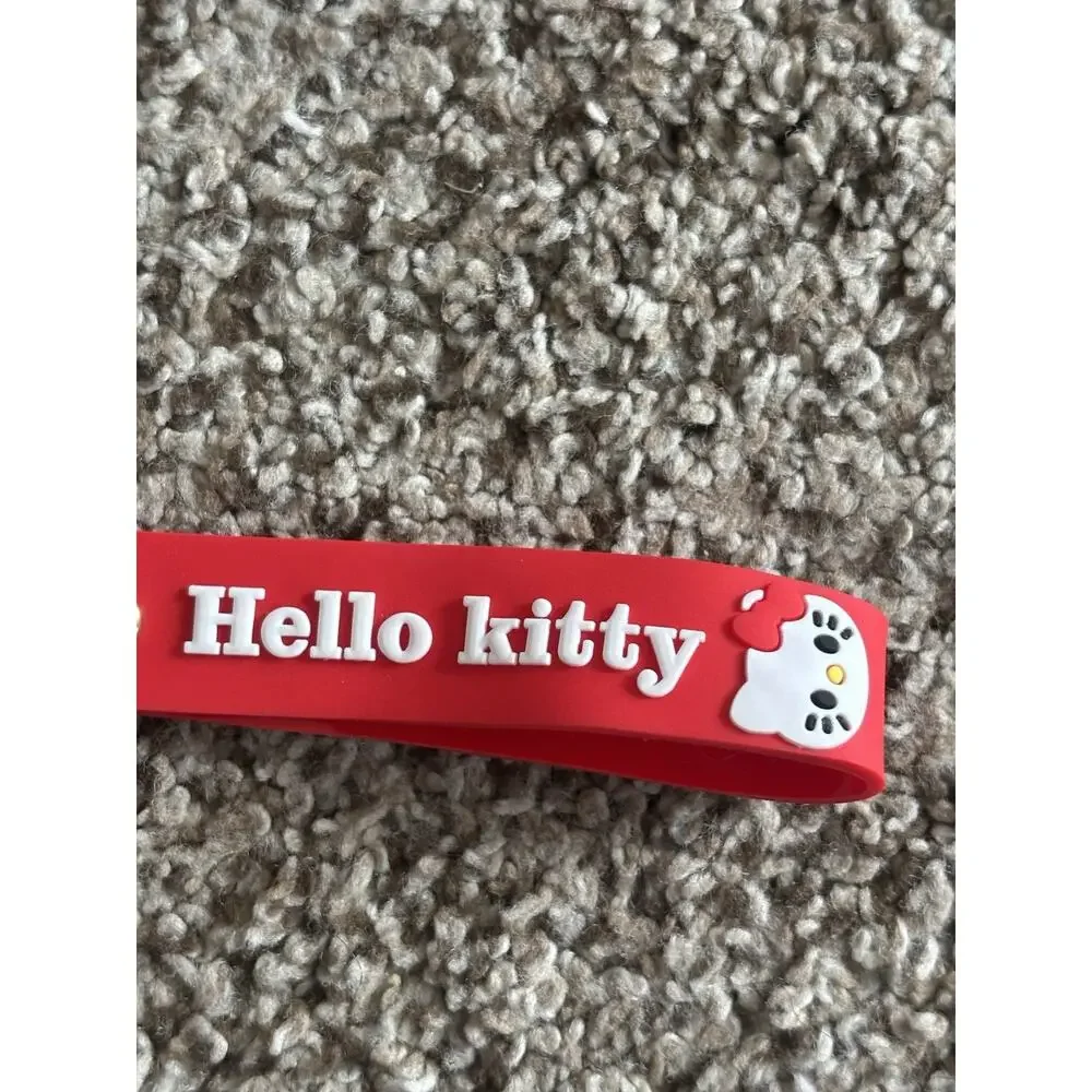 Hello Kitty Red & White Keychain Keyring w/ Plastic & Metal Figure Charm